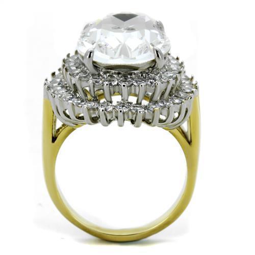 Anillos Para Mujer Dos Tonos de 316L Acero Inoxidable con Diamante Zirconia Cubica TK1894 - Jewelry Store by Erik Rayo