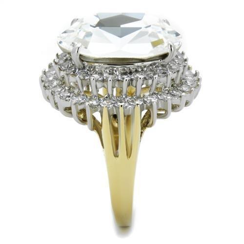 Anillos Para Mujer Dos Tonos de 316L Acero Inoxidable con Diamante Zirconia Cubica TK1894 - Jewelry Store by Erik Rayo