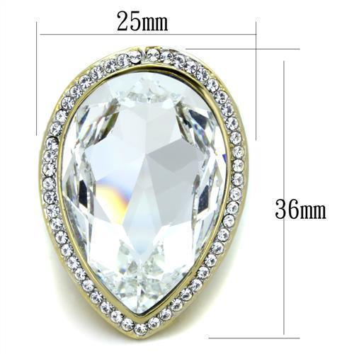 Anillos Para Mujer Dos Tonos de 316L Acero Inoxidable con Diamante Zirconia Cubica TK1905 - Jewelry Store by Erik Rayo