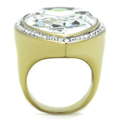 Anillos Para Mujer Dos Tonos de 316L Acero Inoxidable con Diamante Zirconia Cubica TK1905 - Jewelry Store by Erik Rayo
