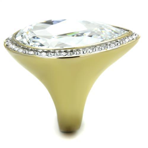 Anillos Para Mujer Dos Tonos de 316L Acero Inoxidable con Diamante Zirconia Cubica TK1905 - Jewelry Store by Erik Rayo
