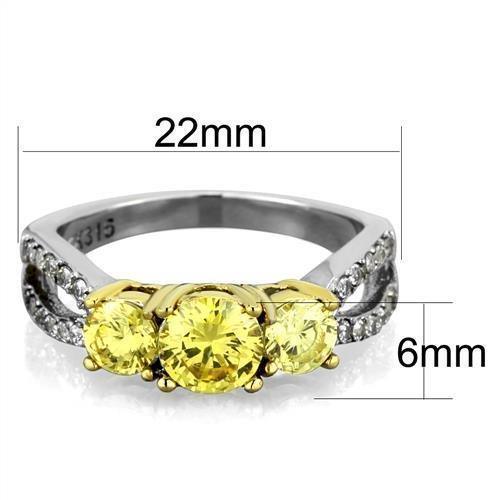 Anillos Para Mujer Dos Tonos de 316L Acero Inoxidable con Diamante Zirconia Cubica Topaz TK1795 - Jewelry Store by Erik Rayo