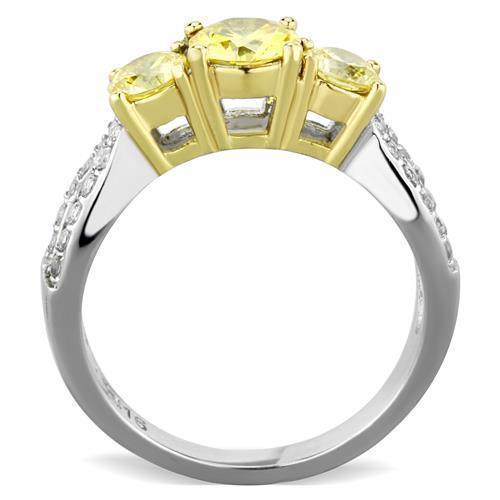Anillos Para Mujer Dos Tonos de 316L Acero Inoxidable con Diamante Zirconia Cubica Topaz TK1795 - Jewelry Store by Erik Rayo