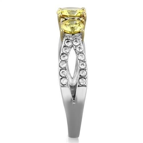 Anillos Para Mujer Dos Tonos de 316L Acero Inoxidable con Diamante Zirconia Cubica Topaz TK1795 - Jewelry Store by Erik Rayo