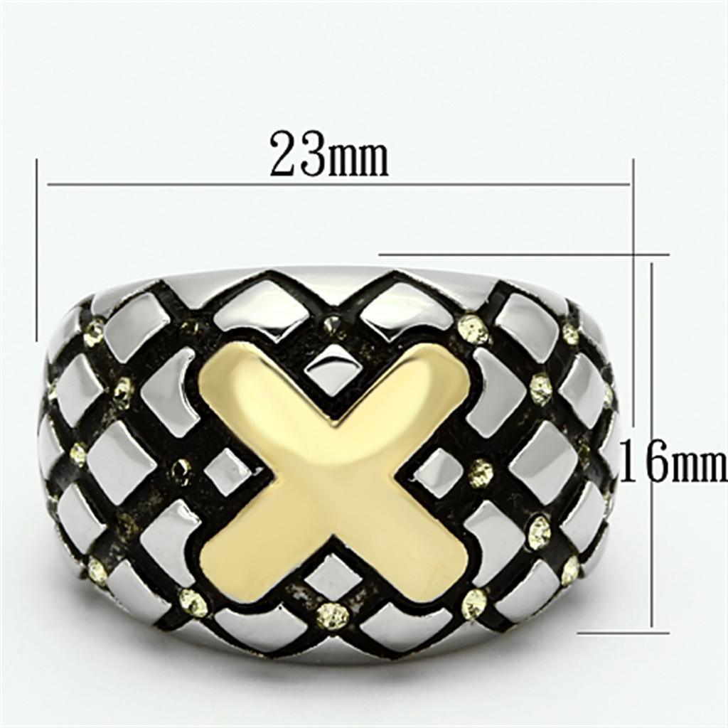 Anillos Para Mujer Dos Tonos de 316L Acero Inoxidable con Piedra Crystal Citrino Amarillo TK1131 - Jewelry Store by Erik Rayo