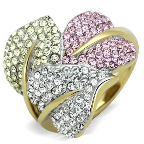 Anillos Para Mujer Dos Tonos de 316L Acero Inoxidable con Piedra Crystal en Multicolor TK1441 - Jewelry Store by Erik Rayo