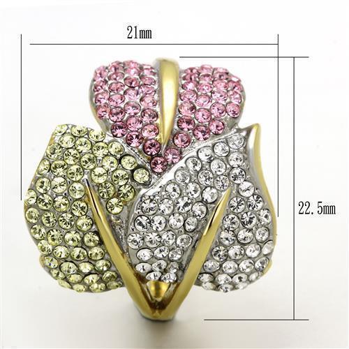 Anillos Para Mujer Dos Tonos de 316L Acero Inoxidable con Piedra Crystal en Multicolor TK1441 - Jewelry Store by Erik Rayo