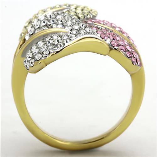 Anillos Para Mujer Dos Tonos de 316L Acero Inoxidable con Piedra Crystal en Multicolor TK1441 - Jewelry Store by Erik Rayo