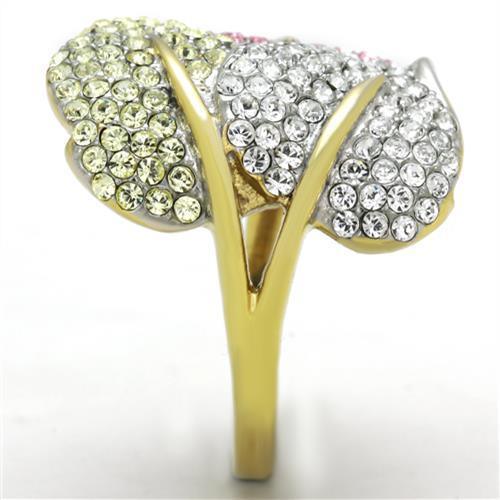 Anillos Para Mujer Dos Tonos de 316L Acero Inoxidable con Piedra Crystal en Multicolor TK1441 - Jewelry Store by Erik Rayo