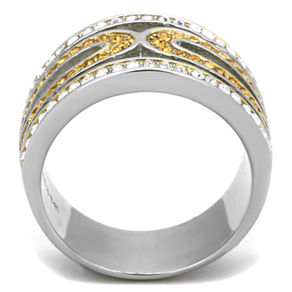 Anillos Para Mujer Dos Tonos de 316L Acero Inoxidable con Piedra de Crystal Topacio TK1555 - Jewelry Store by Erik Rayo