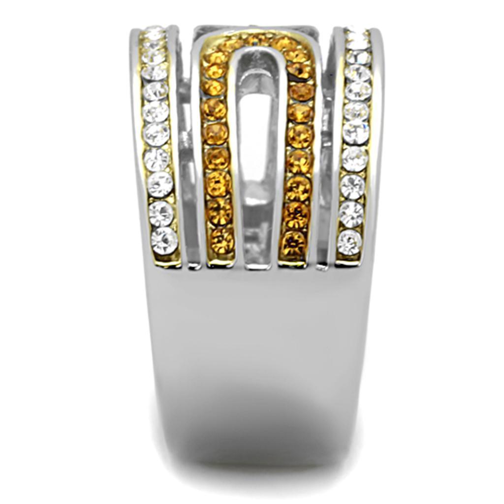 Anillos Para Mujer Dos Tonos de 316L Acero Inoxidable con Piedra de Crystal Topacio TK1555 - Jewelry Store by Erik Rayo