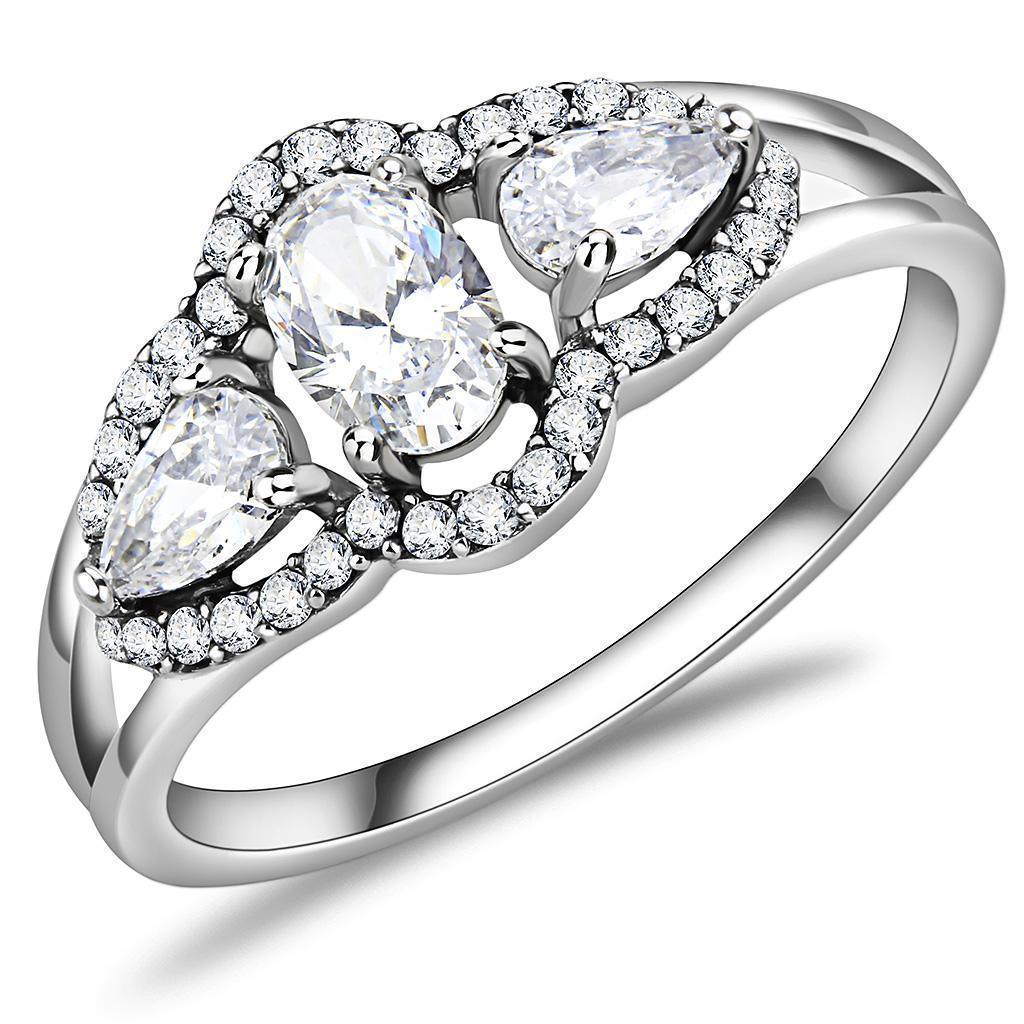 Silver Rings for Women 316L Stainless Steel DA103 - AAA Grade Cubic Zirconia in Clear - Jewelry Store by Erik Rayo