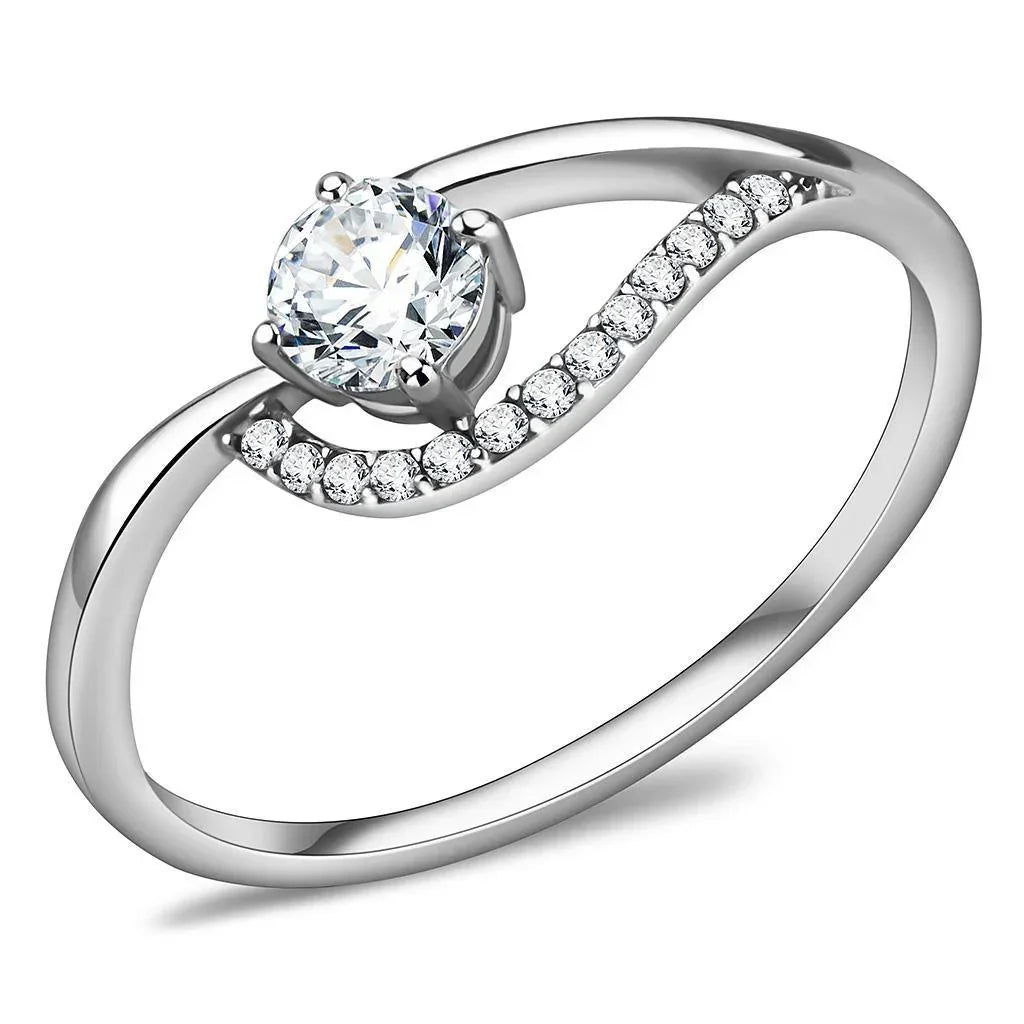 Silver Rings for Women 316L Stainless Steel DA105 - AAA Grade Cubic Zirconia in Clear - Jewelry Store by Erik Rayo