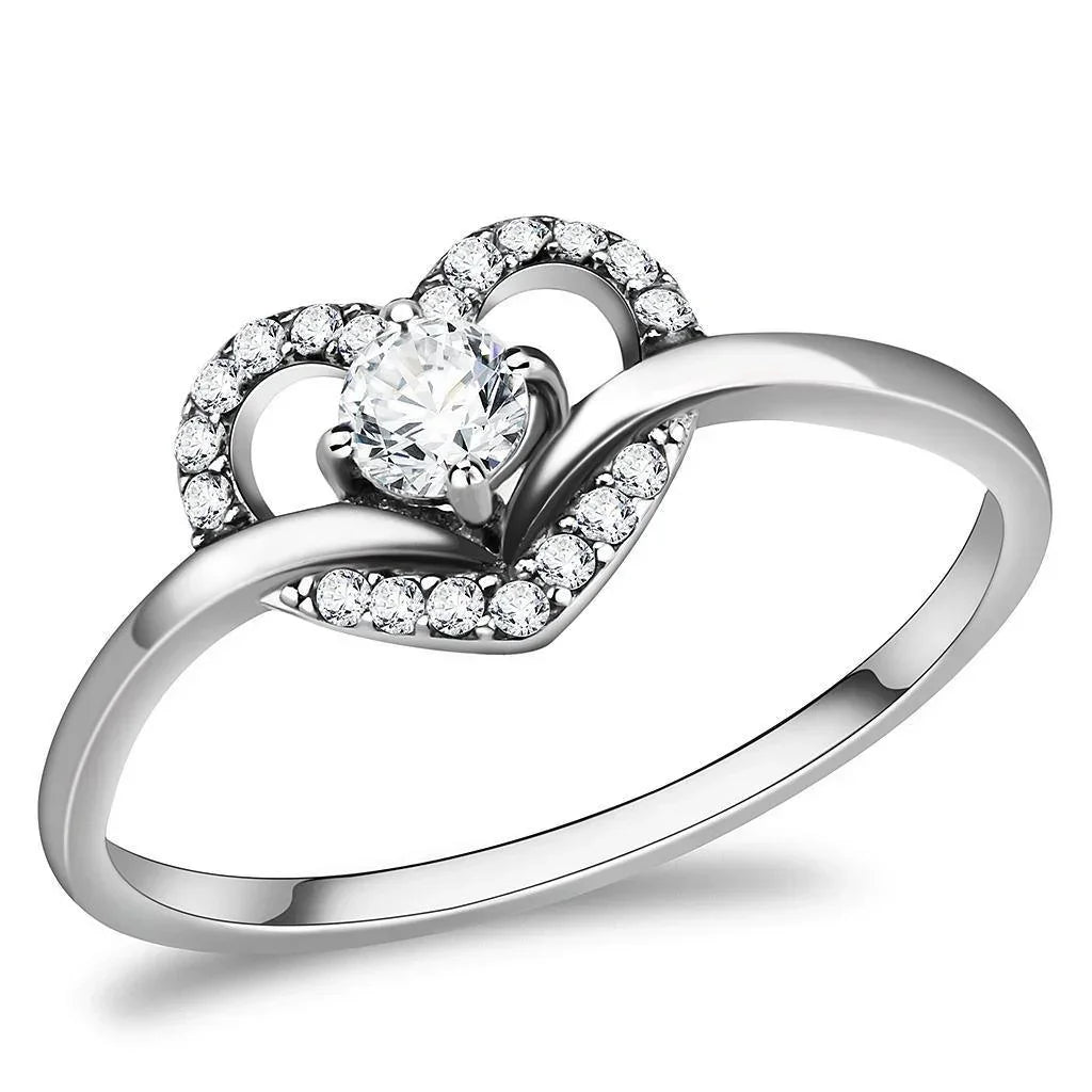 Silver Rings for Women 316L Stainless Steel DA106 - AAA Grade Cubic Zirconia in Clear - Jewelry Store by Erik Rayo