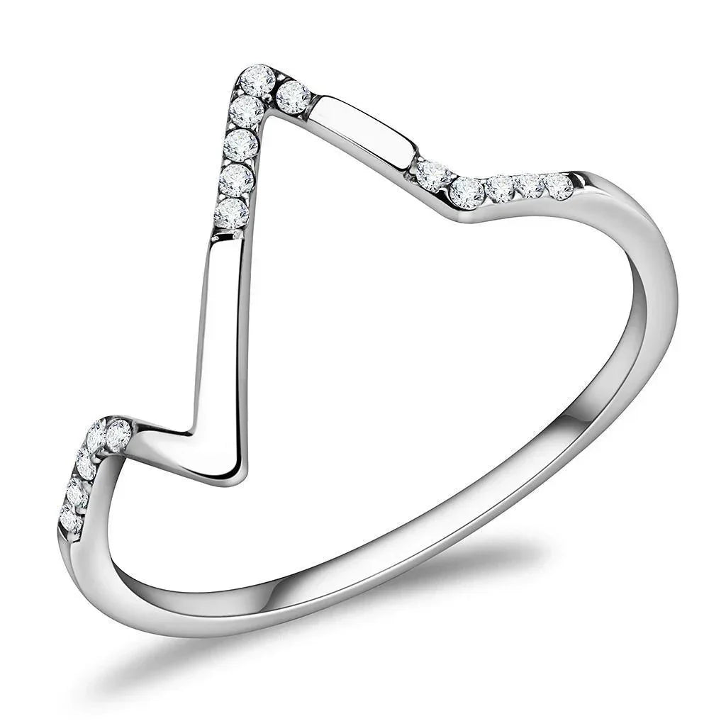 Silver Rings for Women 316L Stainless Steel DA107 - AAA Grade Cubic Zirconia in Clear - Jewelry Store by Erik Rayo