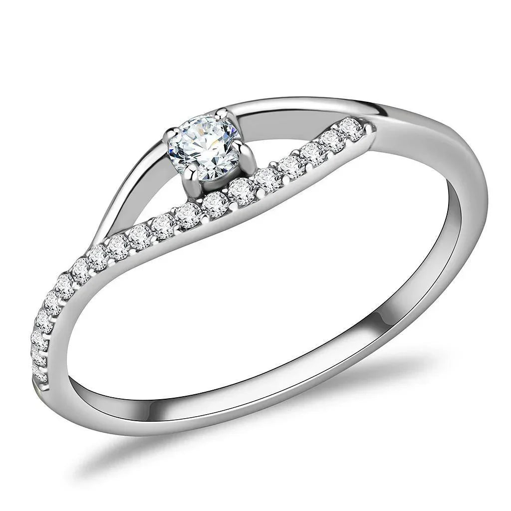 Silver Rings for Women 316L Stainless Steel DA108 - AAA Grade Cubic Zirconia in Clear - Jewelry Store by Erik Rayo