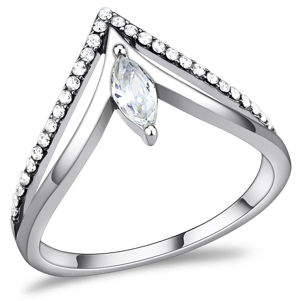 Silver Rings for Women 316L Stainless Steel DA109 - AAA Grade Cubic Zirconia in Clear - Jewelry Store by Erik Rayo
