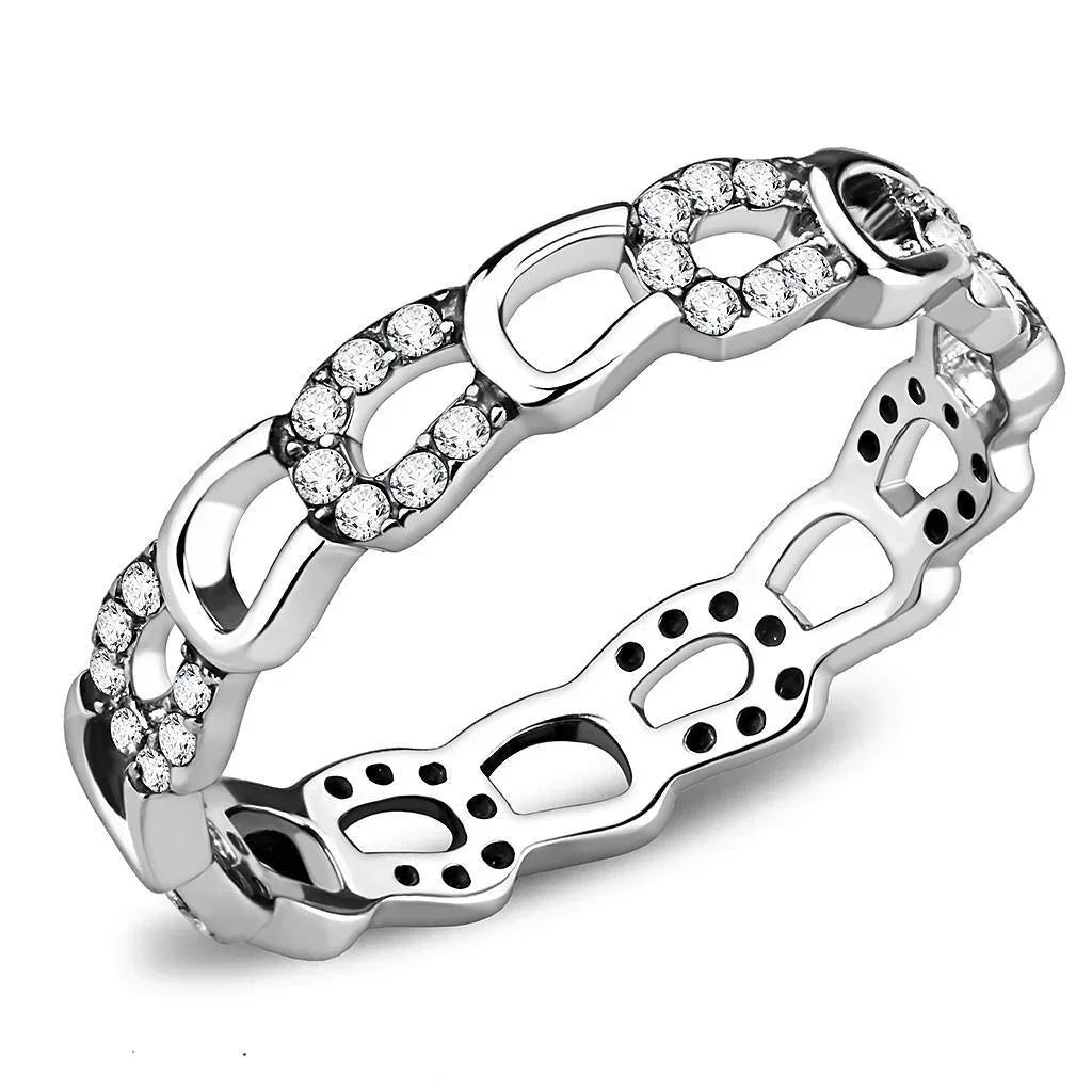Silver Rings for Women 316L Stainless Steel DA111 - AAA Grade Cubic Zirconia in Clear - Jewelry Store by Erik Rayo