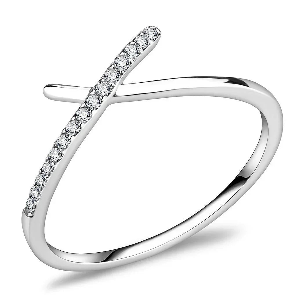 Silver Rings for Women 316L Stainless Steel DA112 - AAA Grade Cubic Zirconia in Clear - Jewelry Store by Erik Rayo