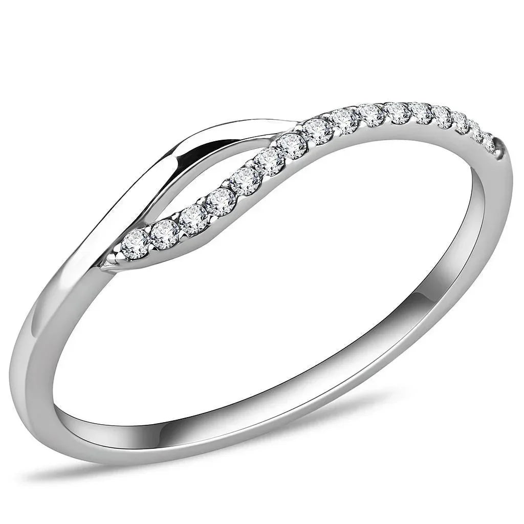 Silver Rings for Women 316L Stainless Steel DA113 - AAA Grade Cubic Zirconia in Clear - Jewelry Store by Erik Rayo