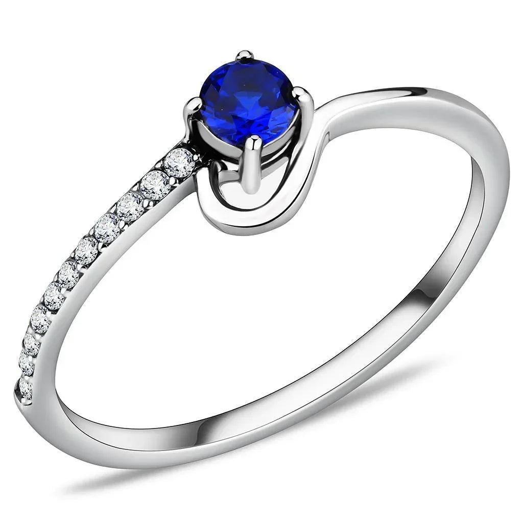 Silver Rings for Women 316L Stainless Steel DA114 - AAA Grade Cubic Zirconia in London Blue - Jewelry Store by Erik Rayo