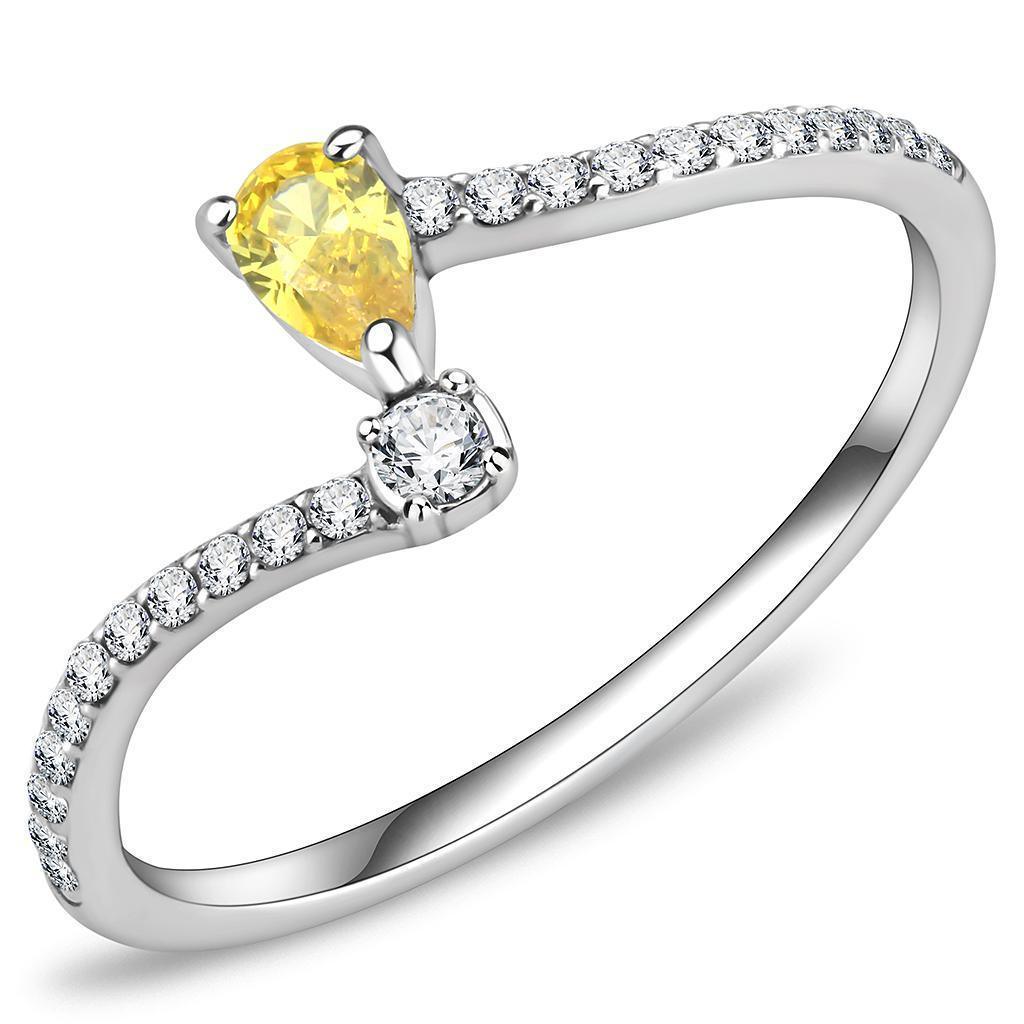 Silver Rings for Women 316L Stainless Steel DA115 - AAA Grade Cubic Zirconia in Topaz - Jewelry Store by Erik Rayo