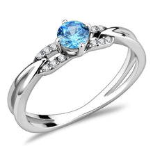 Load image into Gallery viewer, Silver Rings for Women 316L Stainless Steel DA116 - AAA Grade Cubic Zirconia in Sea Blue
