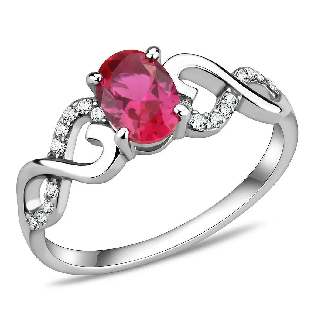 Silver Rings for Women 316L Stainless Steel DA119 - AAA Grade Cubic Zirconia in Ruby - Jewelry Store by Erik Rayo