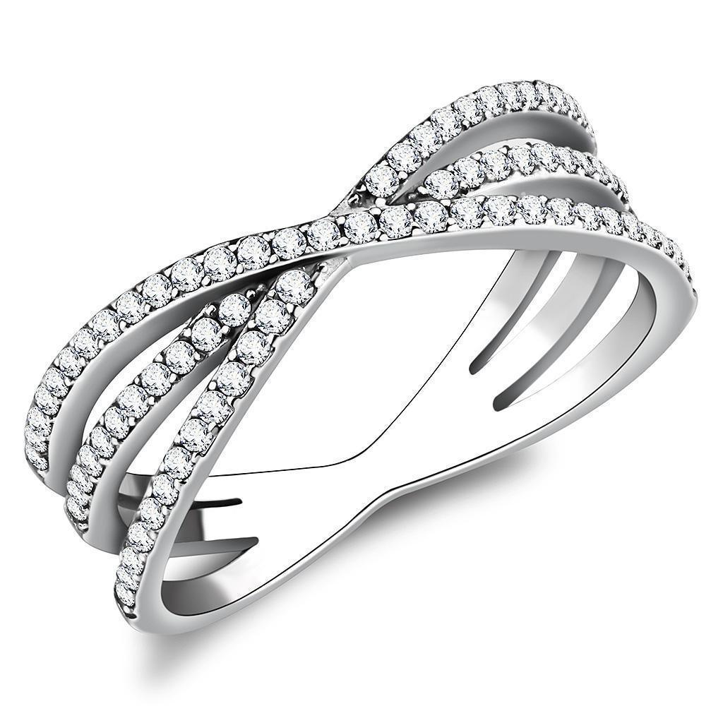 Silver Rings for Women 316L Stainless Steel DA124 - AAA Grade Cubic Zirconia in Clear - Jewelry Store by Erik Rayo