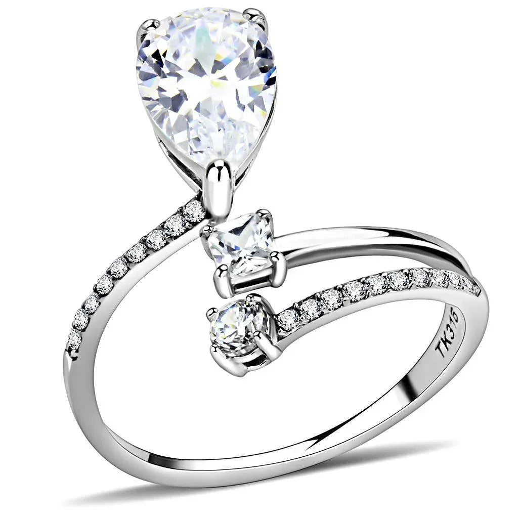 Silver Rings for Women 316L Stainless Steel DA130 - AAA Grade Cubic Zirconia in Clear - Jewelry Store by Erik Rayo