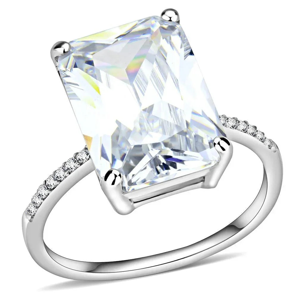 Silver Rings for Women 316L Stainless Steel DA131 - AAA Grade Cubic Zirconia in Clear - Jewelry Store by Erik Rayo