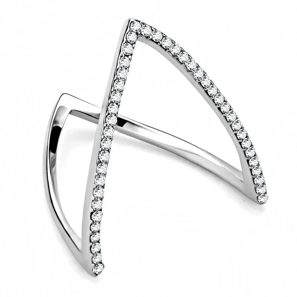 Silver Rings for Women 316L Stainless Steel DA132 - AAA Grade Cubic Zirconia in Clear - Jewelry Store by Erik Rayo
