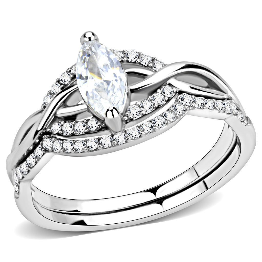 Silver Rings for Women 316L Stainless Steel DA133 - AAA Grade Cubic Zirconia in Clear - Jewelry Store by Erik Rayo