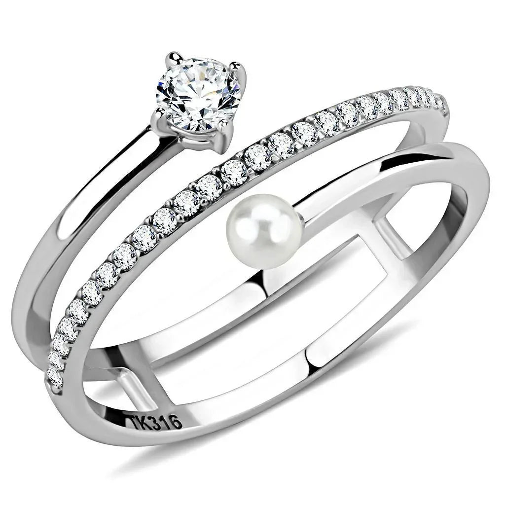 Silver Rings for Women 316L Stainless Steel DA134 - AAA Grade Cubic Zirconia in Clear - Jewelry Store by Erik Rayo