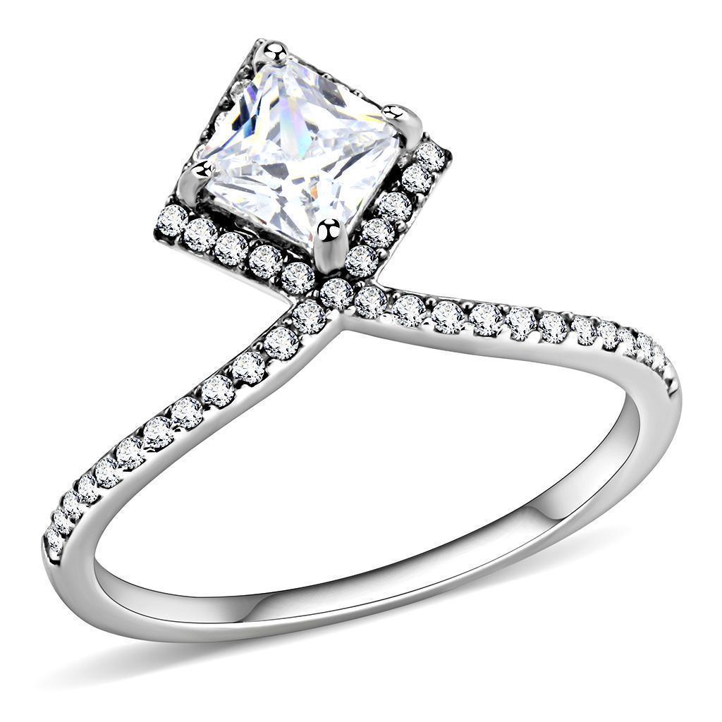 Silver Rings for Women 316L Stainless Steel DA136 - AAA Grade Cubic Zirconia in Clear - Jewelry Store by Erik Rayo