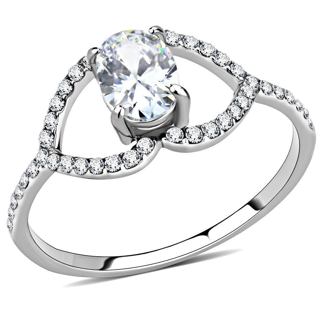 Silver Rings for Women 316L Stainless Steel DA137 - AAA Grade Cubic Zirconia in Clear - Jewelry Store by Erik Rayo
