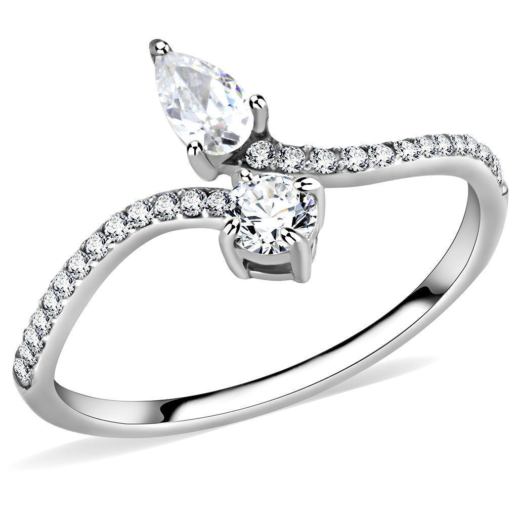 Silver Rings for Women 316L Stainless Steel DA138 - AAA Grade Cubic Zirconia in Clear - Jewelry Store by Erik Rayo