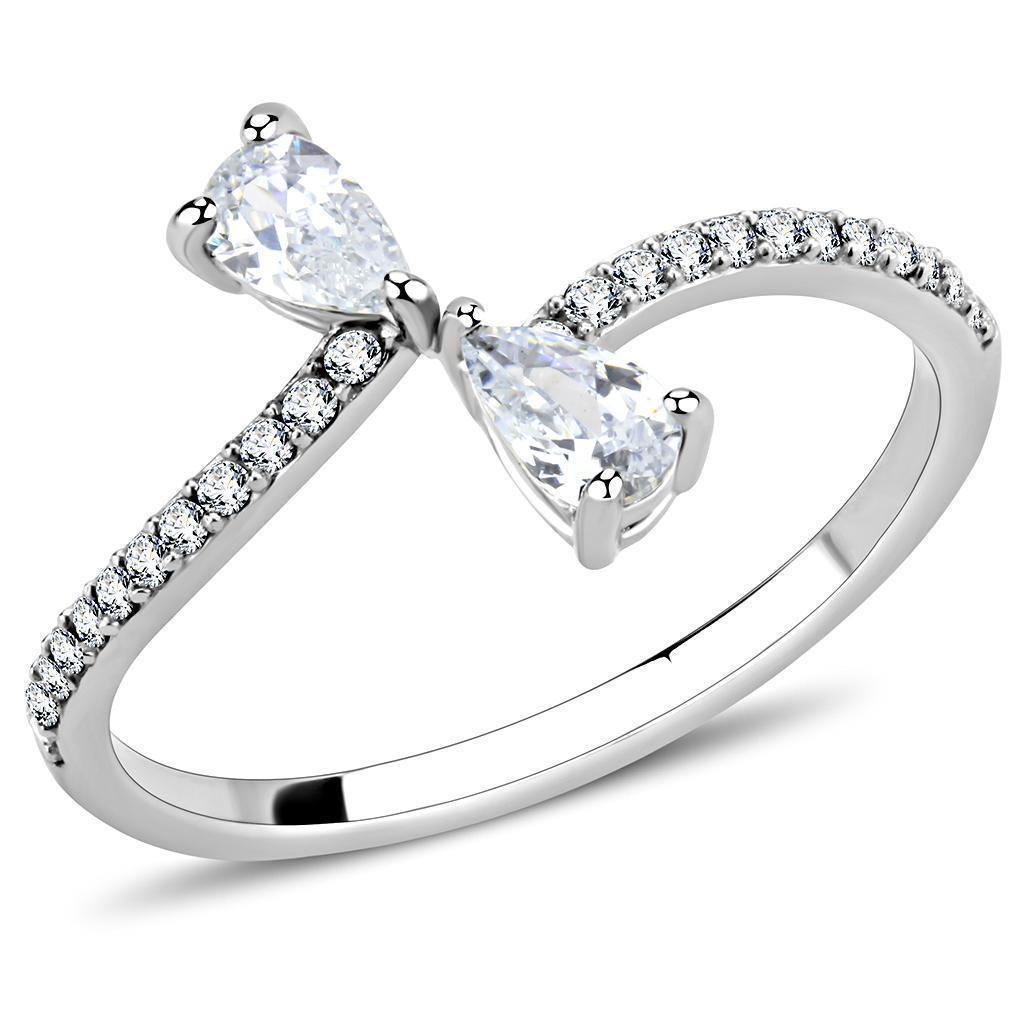 Silver Rings for Women 316L Stainless Steel DA139 - AAA Grade Cubic Zirconia in Clear - Jewelry Store by Erik Rayo