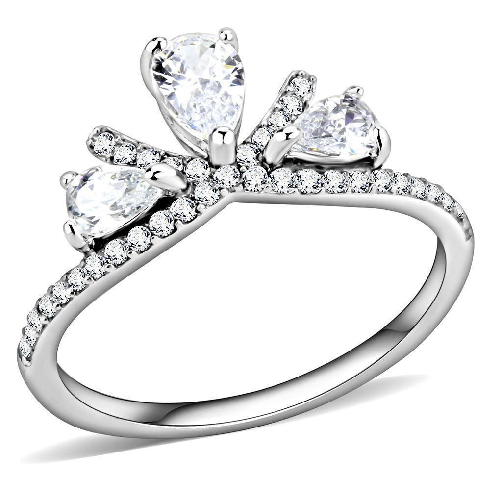 Silver Rings for Women 316L Stainless Steel DA140 - AAA Grade Cubic Zirconia in Clear - Jewelry Store by Erik Rayo
