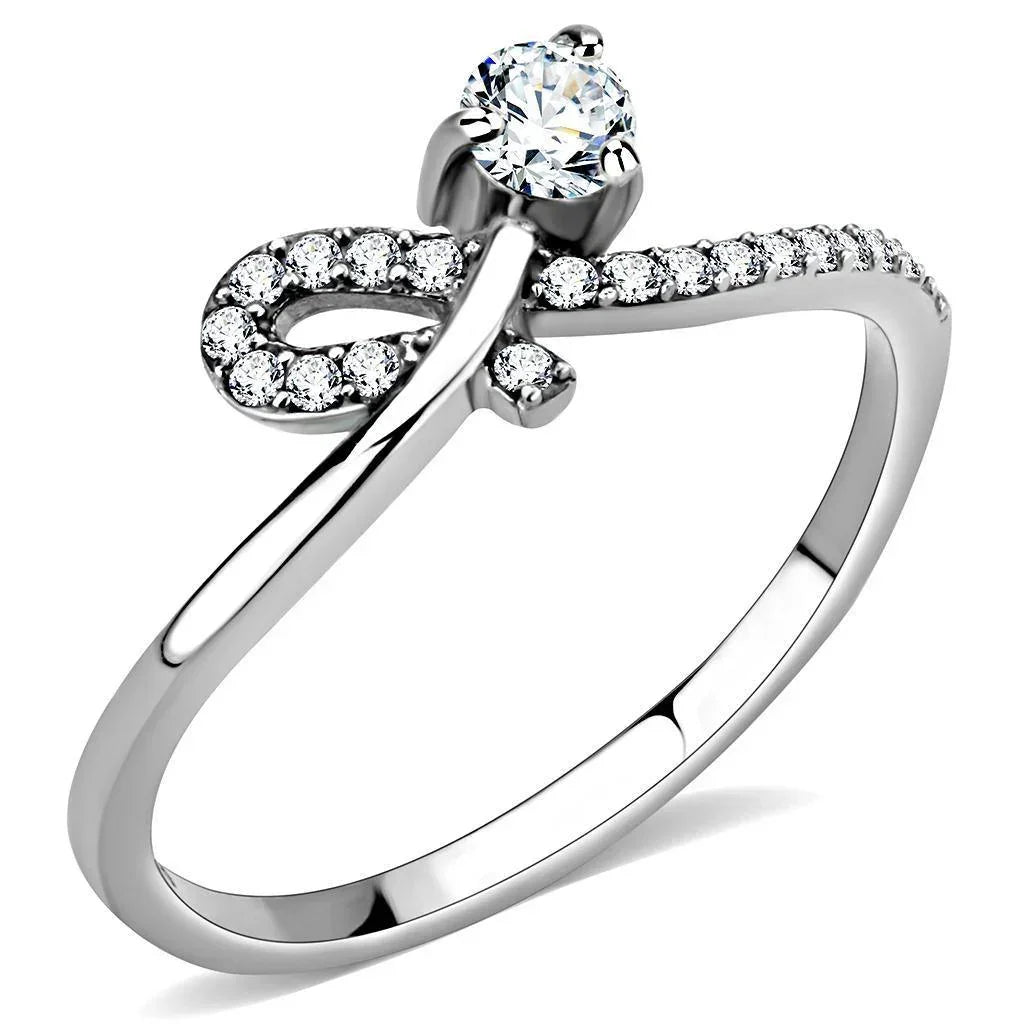 Silver Rings for Women 316L Stainless Steel DA142 - AAA Grade Cubic Zirconia in Clear - Jewelry Store by Erik Rayo