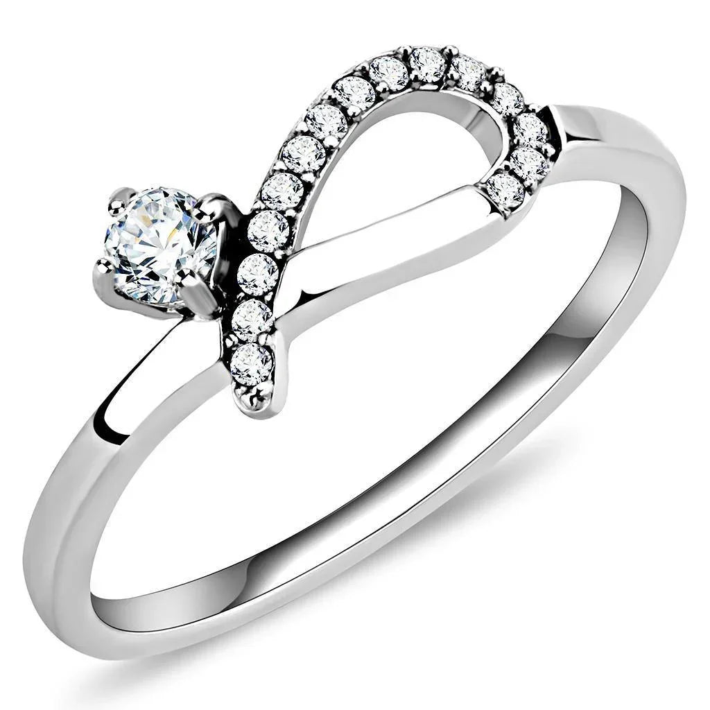 Silver Rings for Women 316L Stainless Steel DA143 - AAA Grade Cubic Zirconia in Clear - Jewelry Store by Erik Rayo