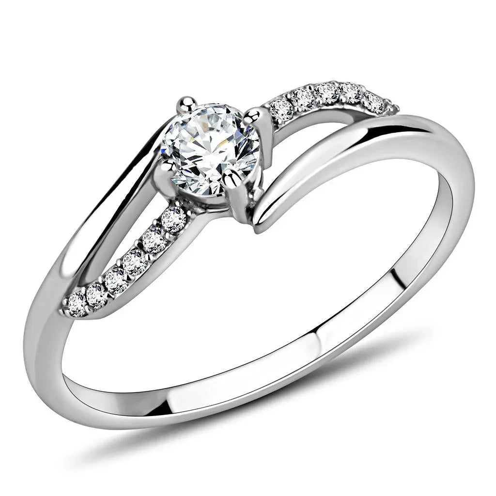 Silver Rings for Women 316L Stainless Steel DA144 - AAA Grade Cubic Zirconia in Clear - Jewelry Store by Erik Rayo