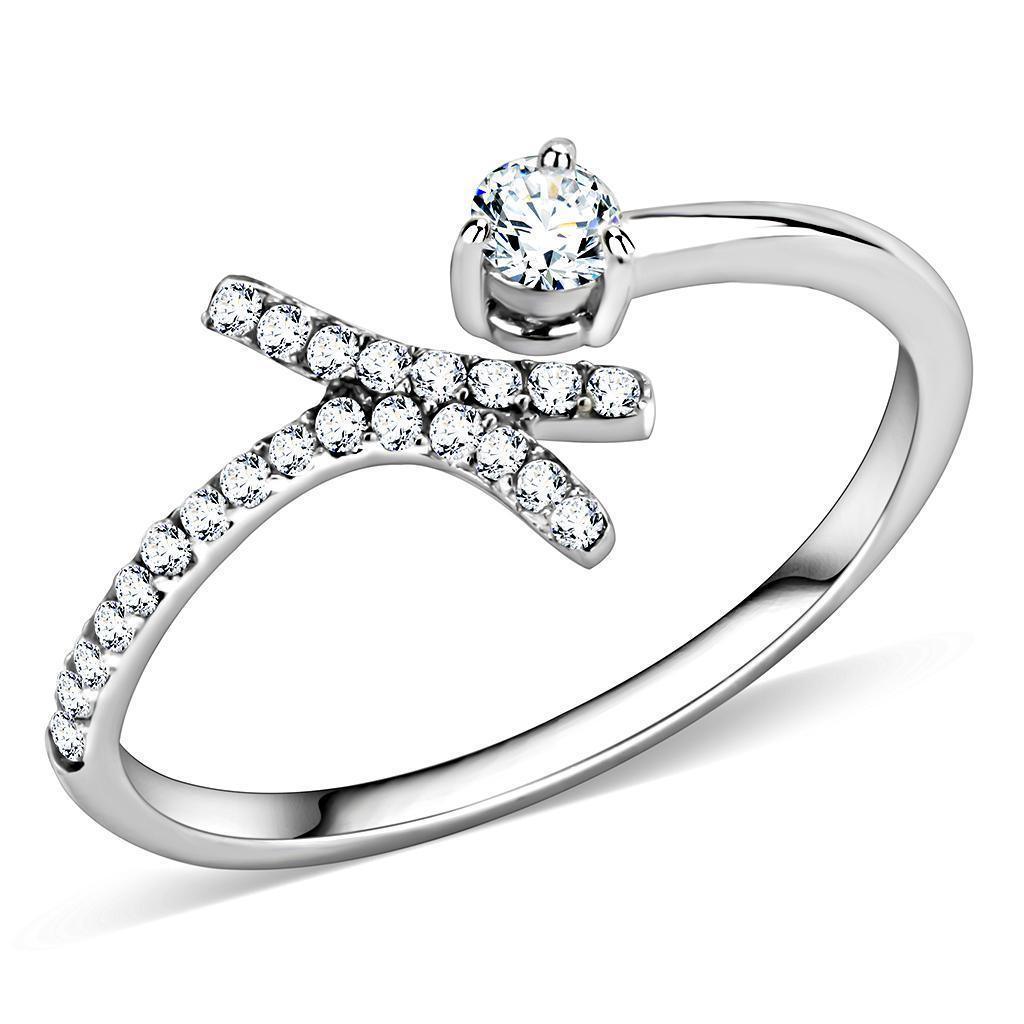 Silver Rings for Women 316L Stainless Steel DA145 - AAA Grade Cubic Zirconia in Clear - Jewelry Store by Erik Rayo