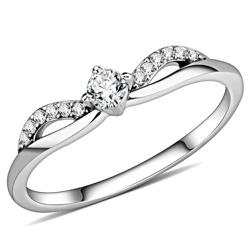 Silver Rings for Women 316L Stainless Steel DA146 - AAA Grade Cubic Zirconia in Clear - Jewelry Store by Erik Rayo