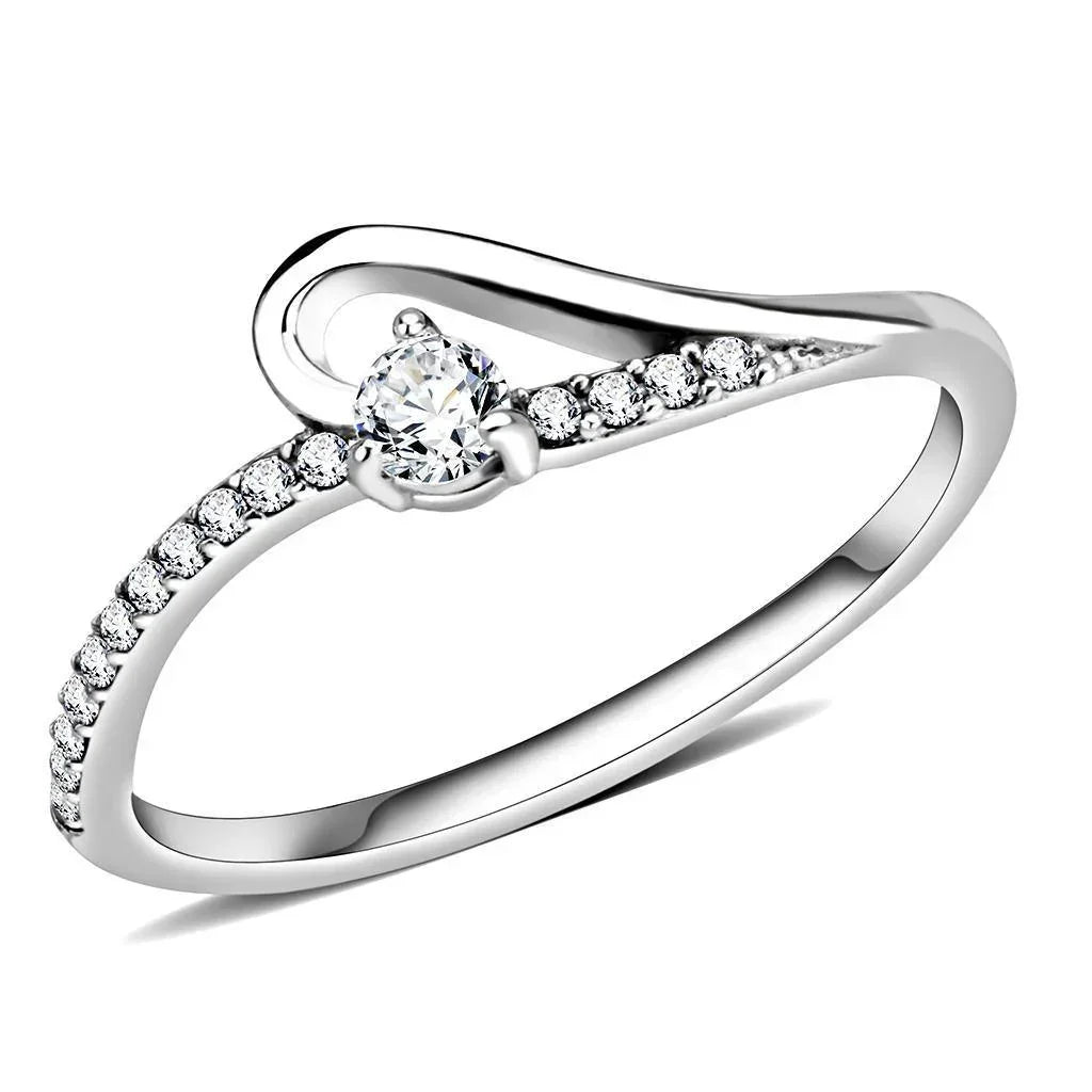 Silver Rings for Women 316L Stainless Steel DA148 - AAA Grade Cubic Zirconia in Clear - Jewelry Store by Erik Rayo
