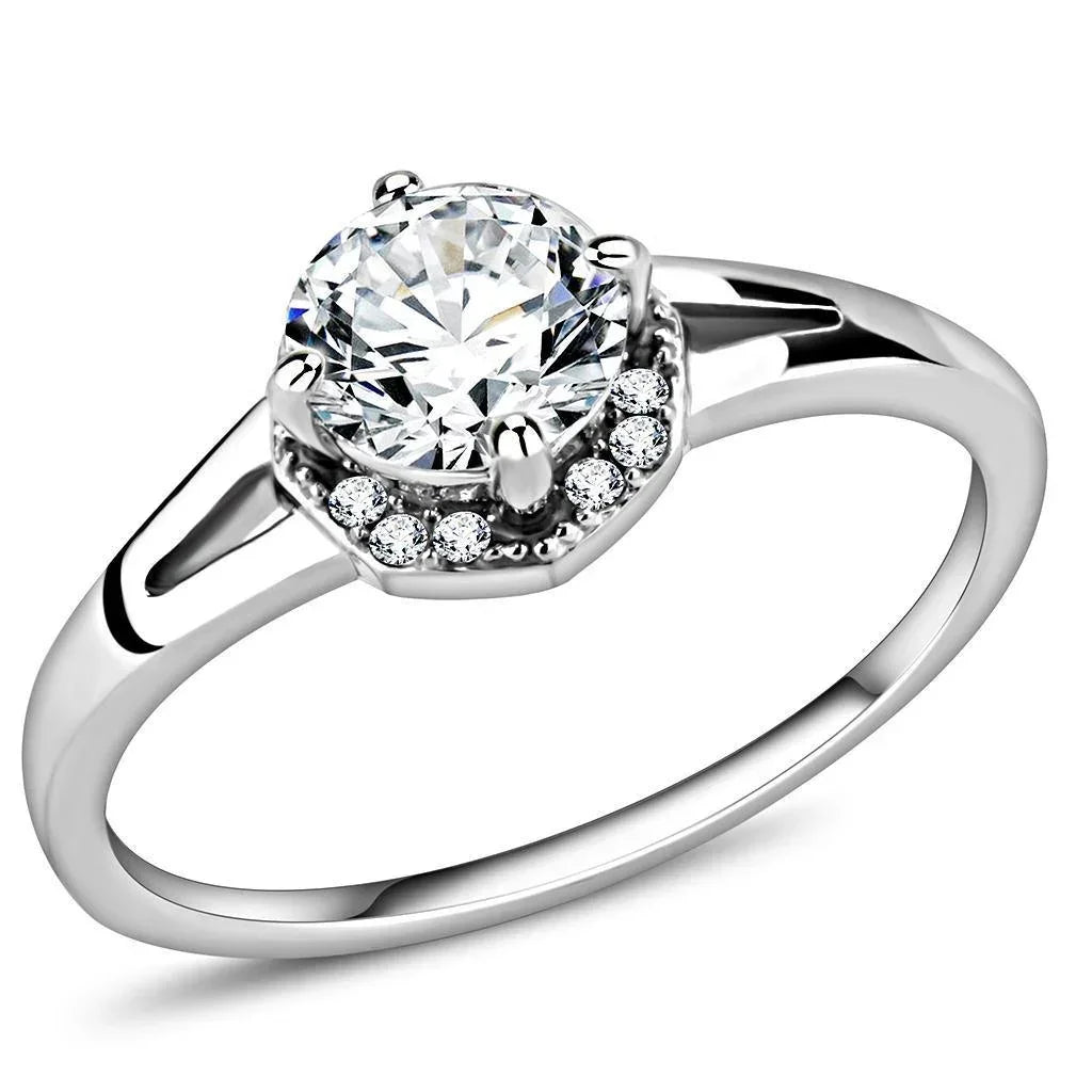 Silver Rings for Women 316L Stainless Steel DA150 - AAA Grade Cubic Zirconia in Clear - Jewelry Store by Erik Rayo