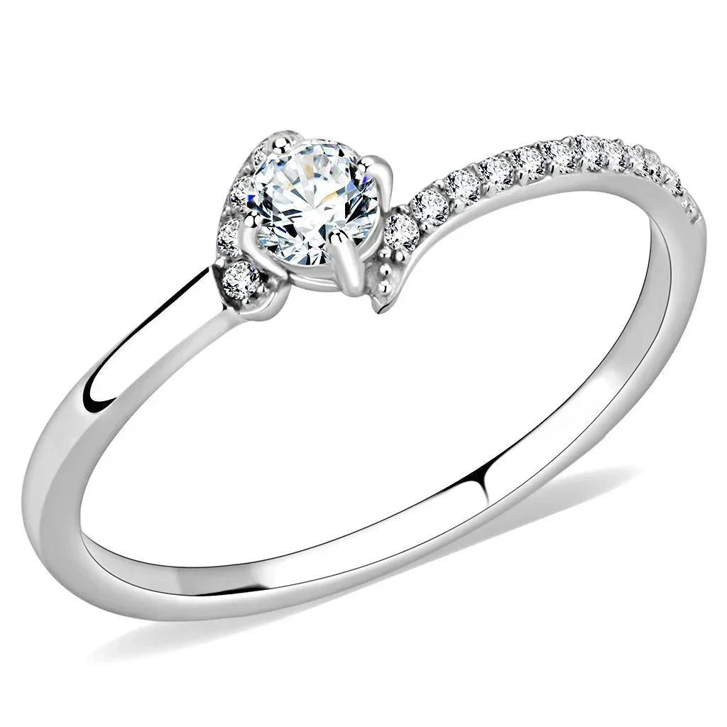 Silver Rings for Women 316L Stainless Steel DA152 - AAA Grade Cubic Zirconia in Clear - Jewelry Store by Erik Rayo