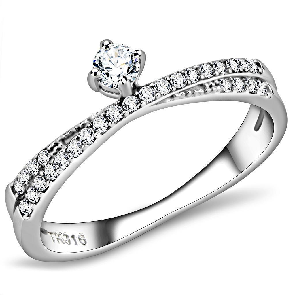 Silver Rings for Women 316L Stainless Steel DA153 - AAA Grade Cubic Zirconia in Clear - Jewelry Store by Erik Rayo