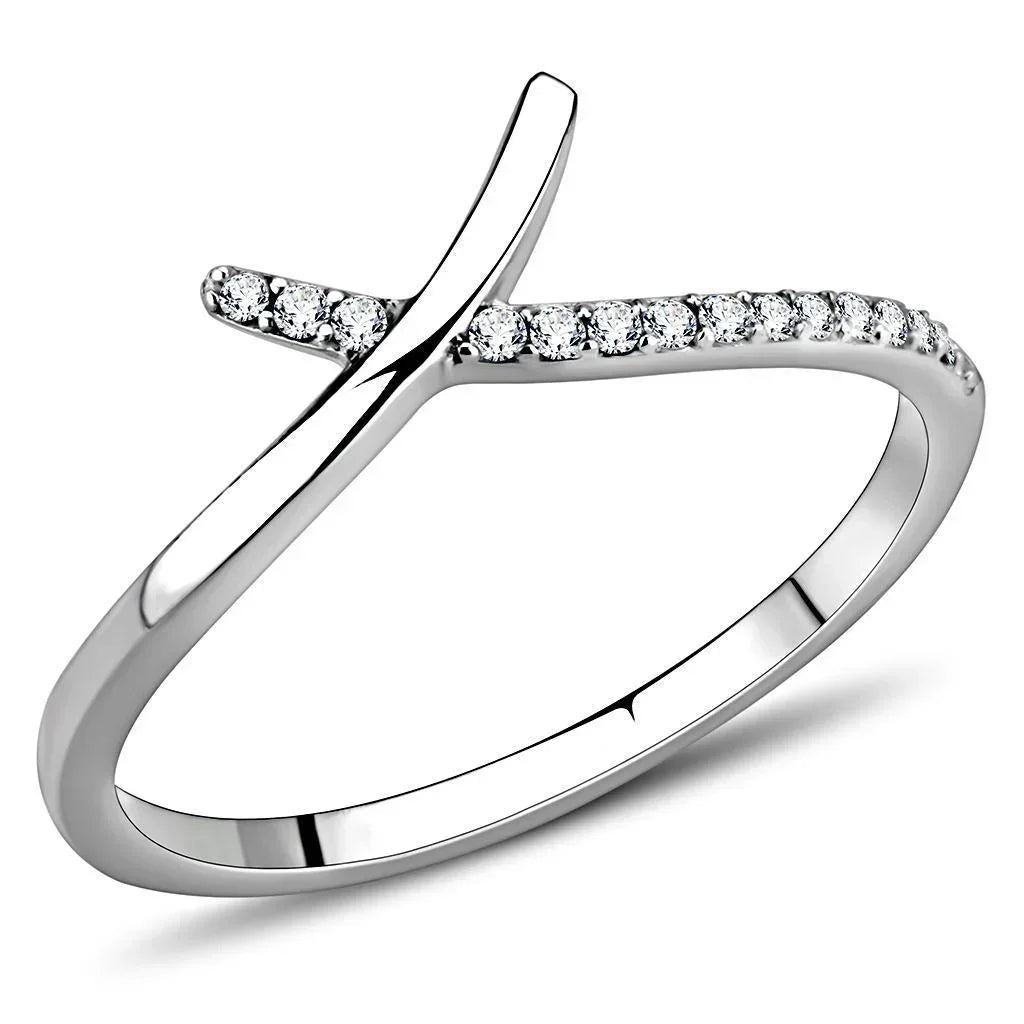Silver Rings for Women 316L Stainless Steel DA154 - AAA Grade Cubic Zirconia in Clear - Jewelry Store by Erik Rayo
