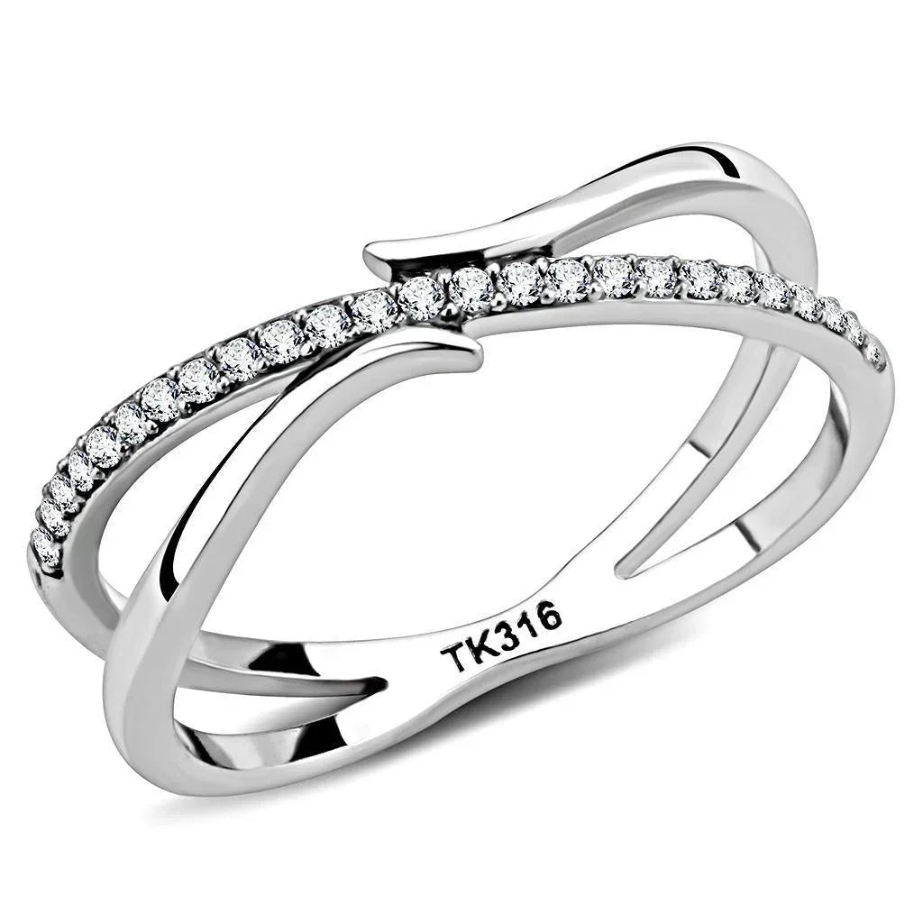 Silver Rings for Women 316L Stainless Steel DA155 - AAA Grade Cubic Zirconia in Clear - Jewelry Store by Erik Rayo